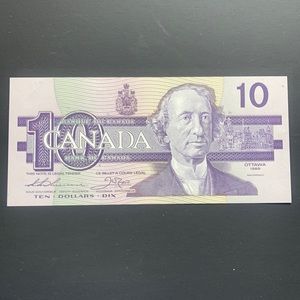 VINTAGE $10 Thiessen ADX 1989 CUNC Canada Banknote